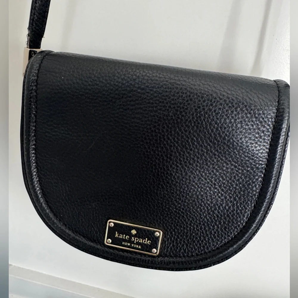 Kate Spade Black Beige Cream Dual Color Oliver Street Lily Leather Crossbody Bag